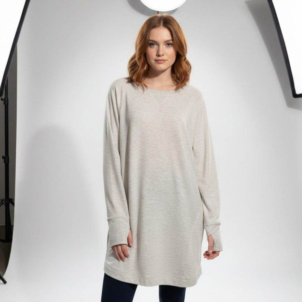 POSHERS OVERSIZED SOFT WORKOUT CASUAL SWEATSHIRT 2  FRONT POCKETS & CUFF HOLES